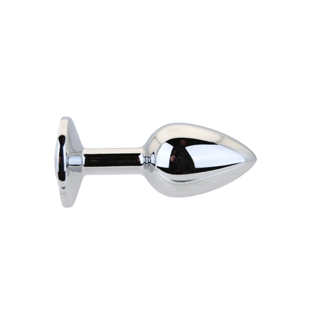Toosh Silver Metal Butt Plug Small Clear Stone - Image 3