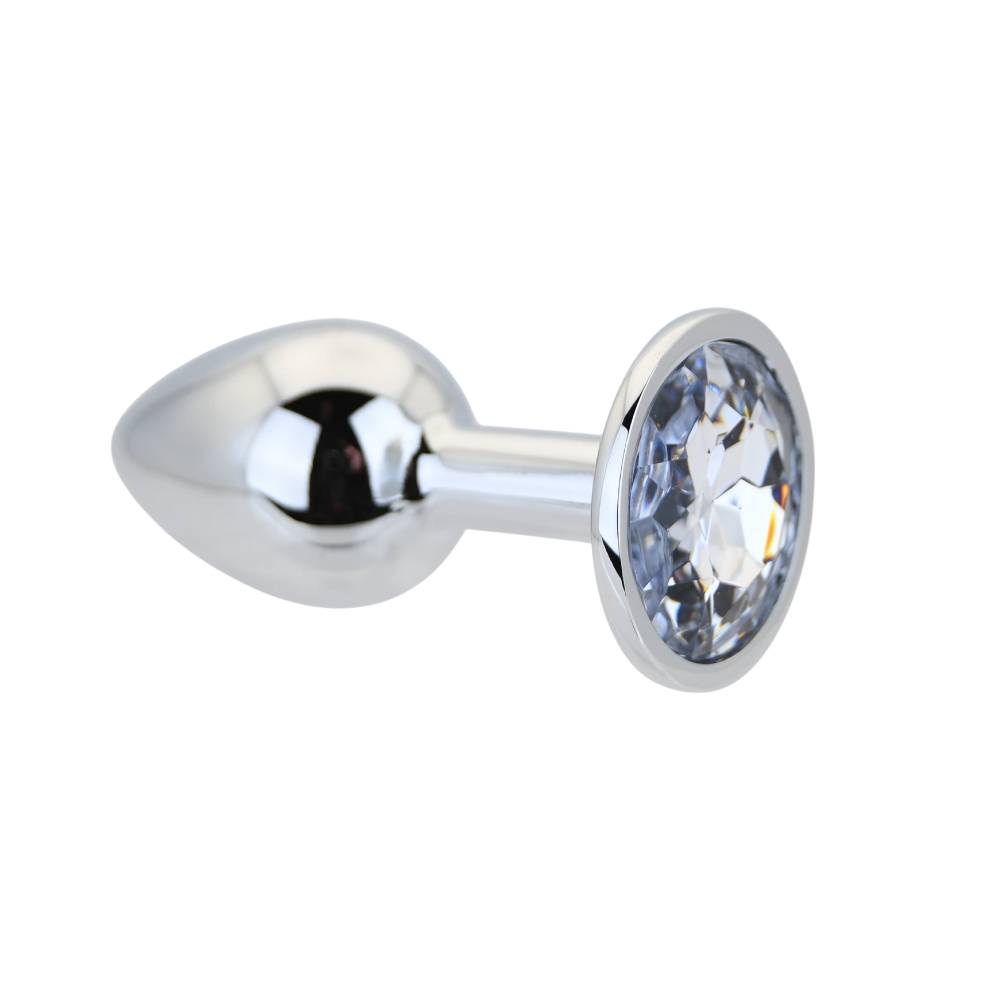 Toosh Silver Metal Butt Plug Small Clear Stone - Image 5