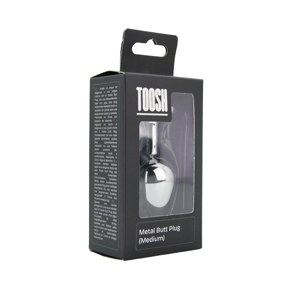 Toosh Silver Metal Butt Plug Medium Red Stone - Image 10