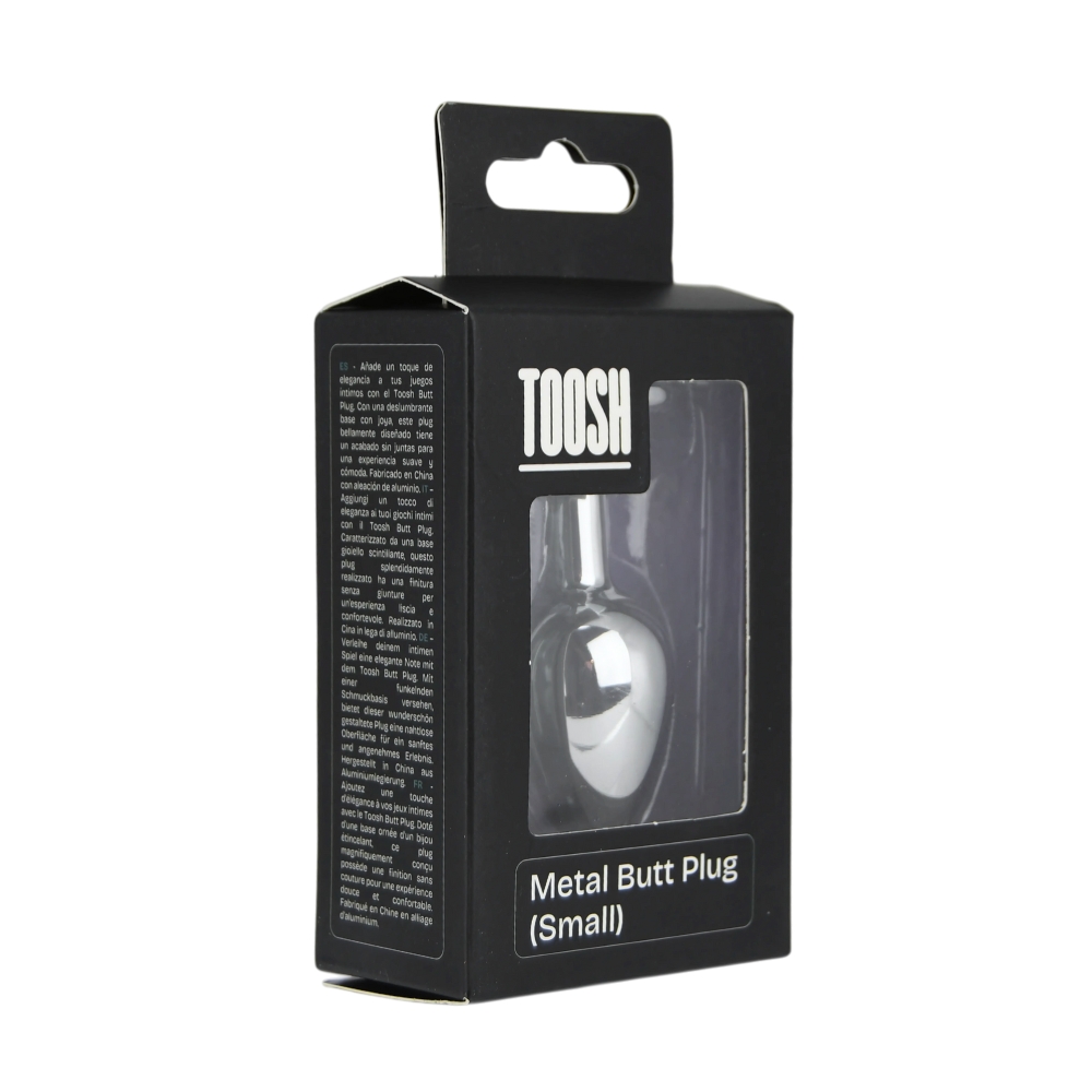 Toosh Heart Shaped Silver Butt Plug with Red Stone Small - Image 10